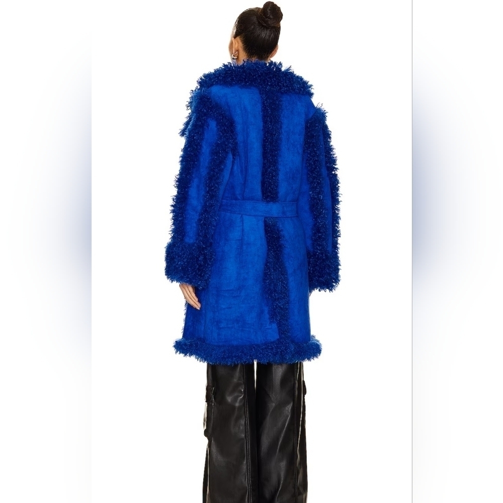 Maximalist blue fleece and faux suede coat OW collective sz M - Picture 3 of 6